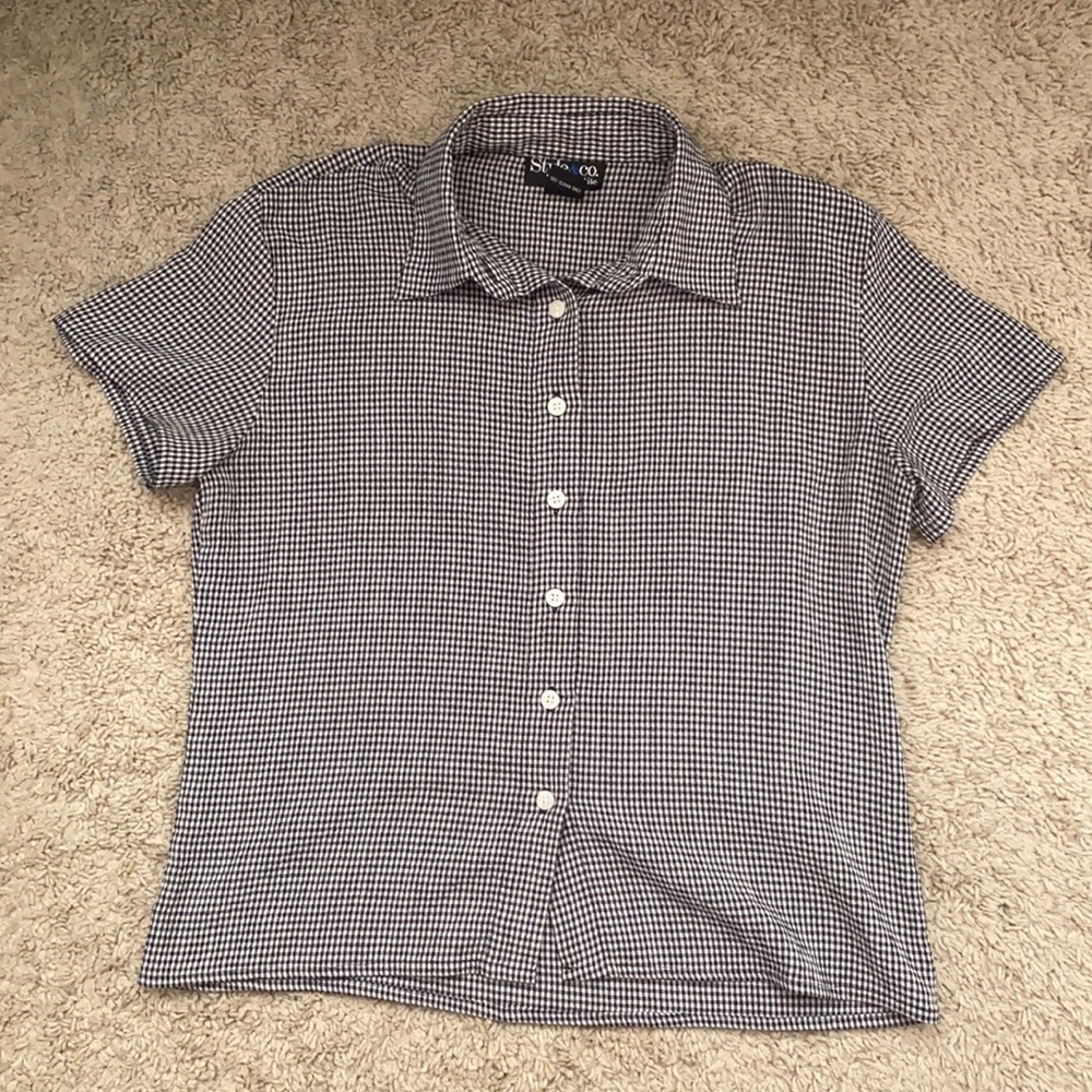 Style & Co Botton Up Gingham Blouse